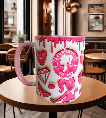 Barbi Baskı içi ve Kulpu Renkli Kupa