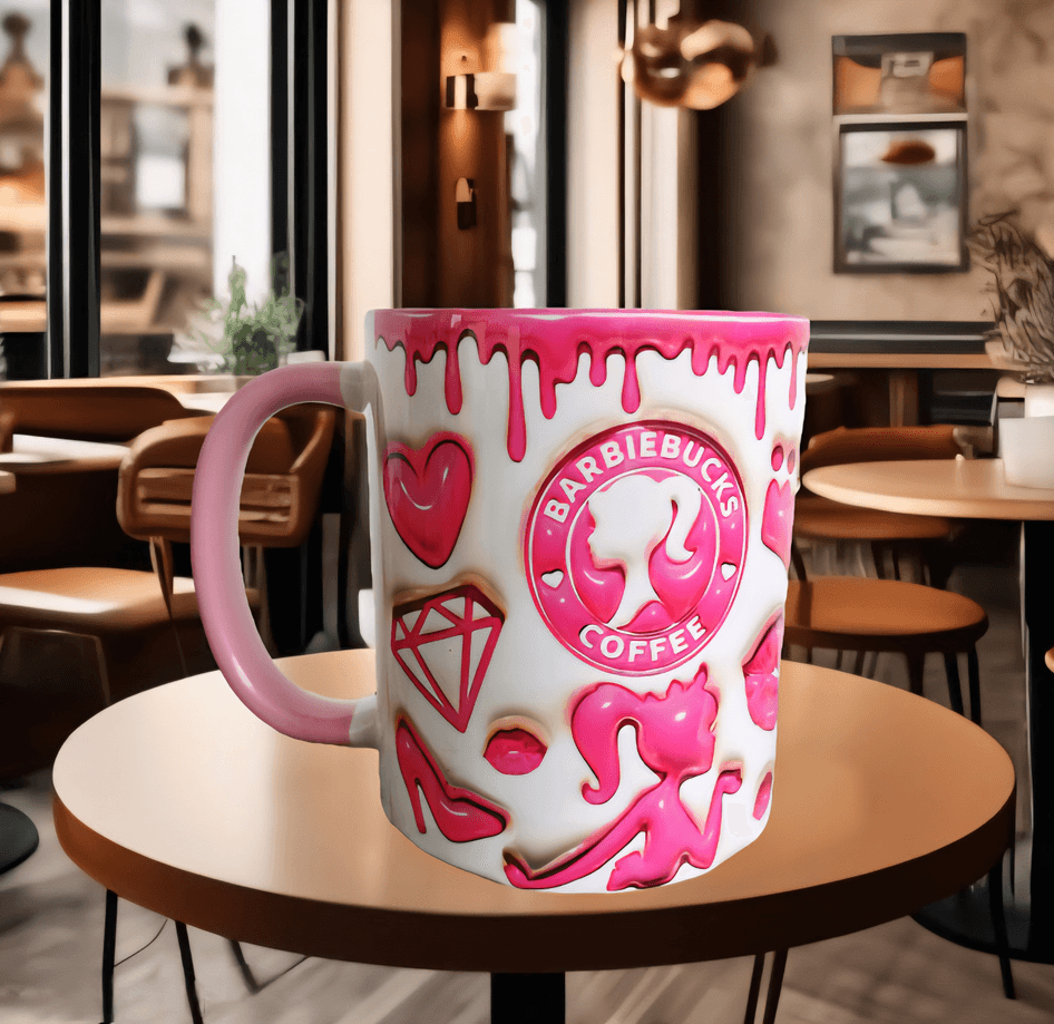 Barbi Baskı içi ve Kulpu Renkli Kupa