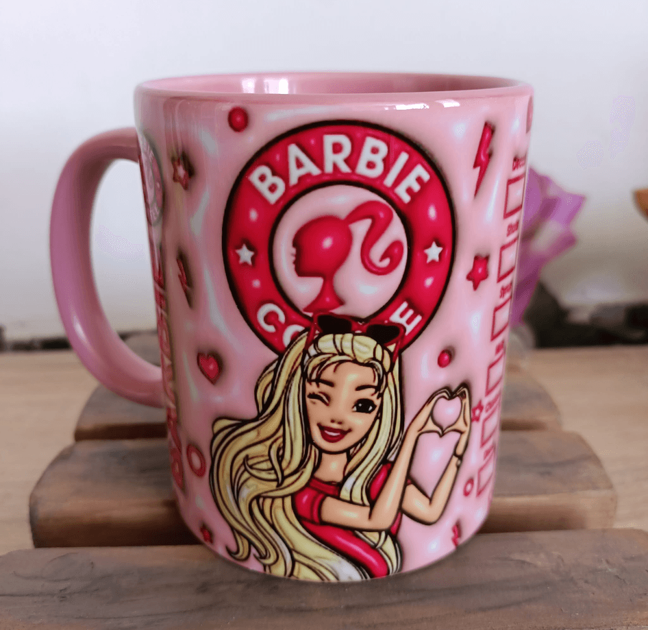 Barbi Baskı içi ve Kulpu Renkli Kupa