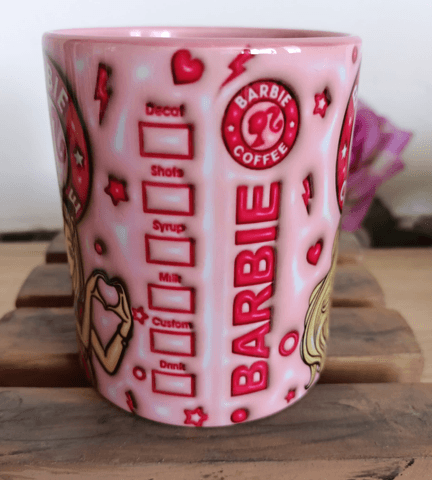 Barbi Baskı içi ve Kulpu Renkli Kupa