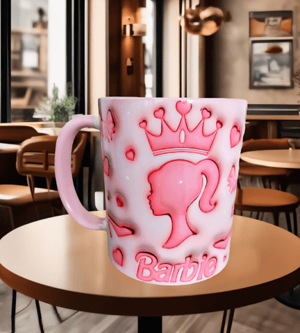 Barbi Baskı içi ve Kulpu Renkli Kupa