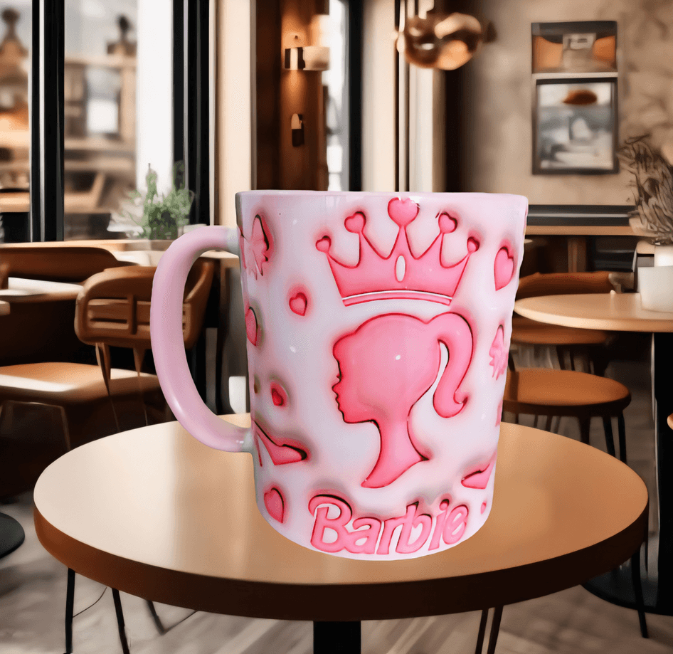 Barbi Baskı içi ve Kulpu Renkli Kupa