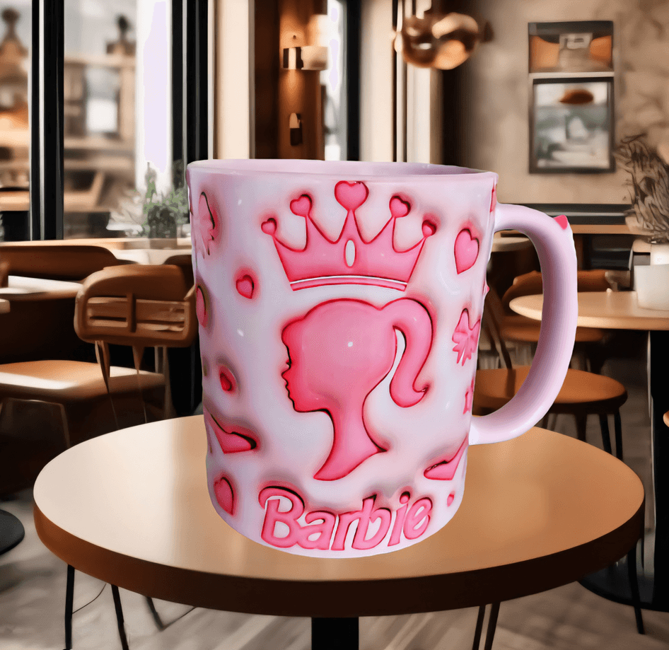 Barbi Baskı içi ve Kulpu Renkli Kupa