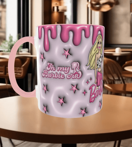 Barbi Baskı içi ve Kulpu Renkli Kupa