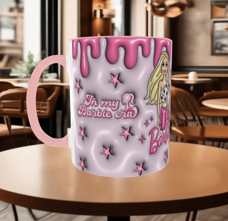 Barbi Baskı içi ve Kulpu Renkli Kupa