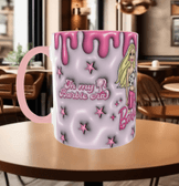 Barbi Baskı içi ve Kulpu Renkli Kupa