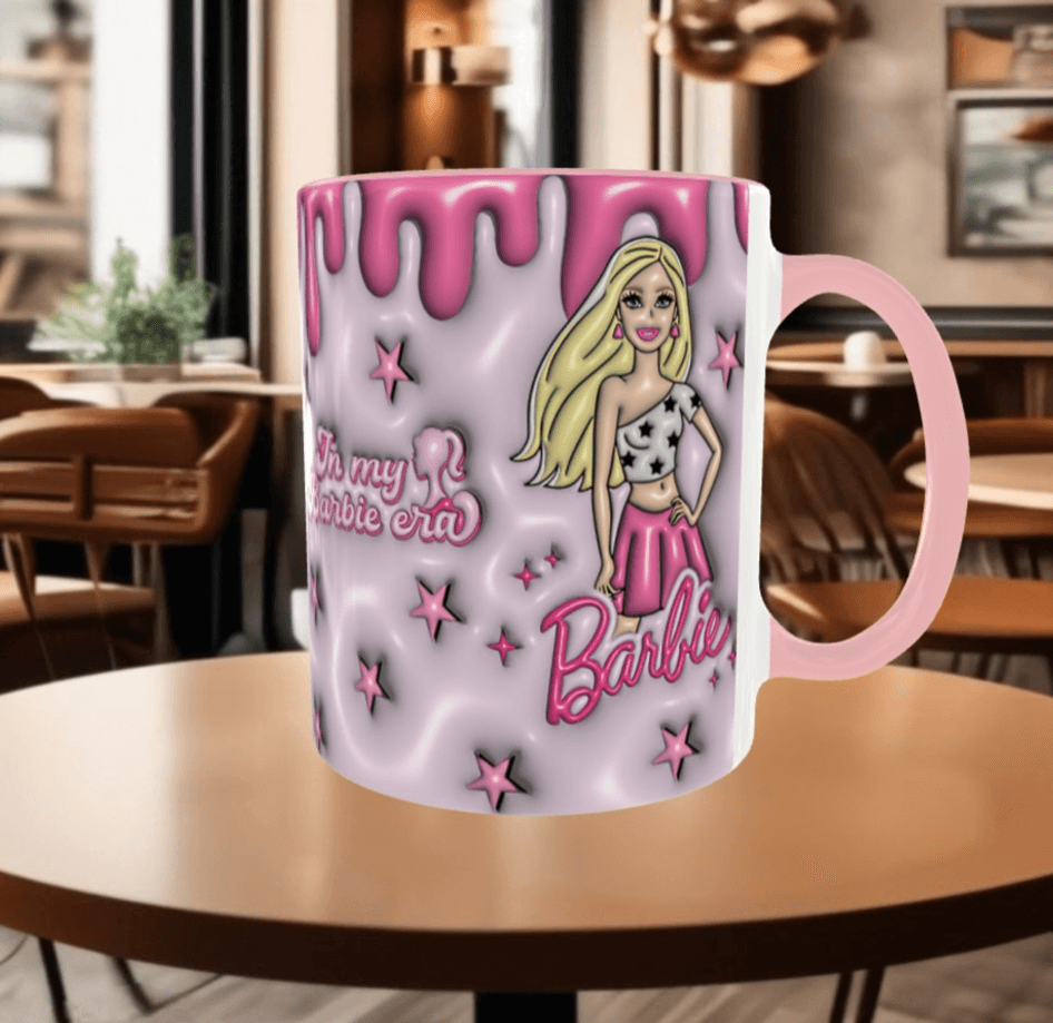 Barbi Baskı içi ve Kulpu Renkli Kupa