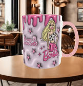 Barbi Baskı içi ve Kulpu Renkli Kupa