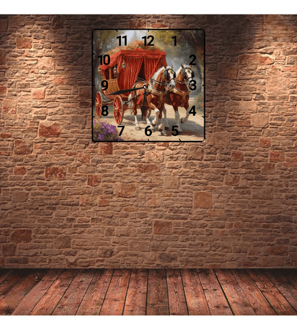 At arabası payton vintage baskı metal hediyelik dekoratif kaliteli duvar saati