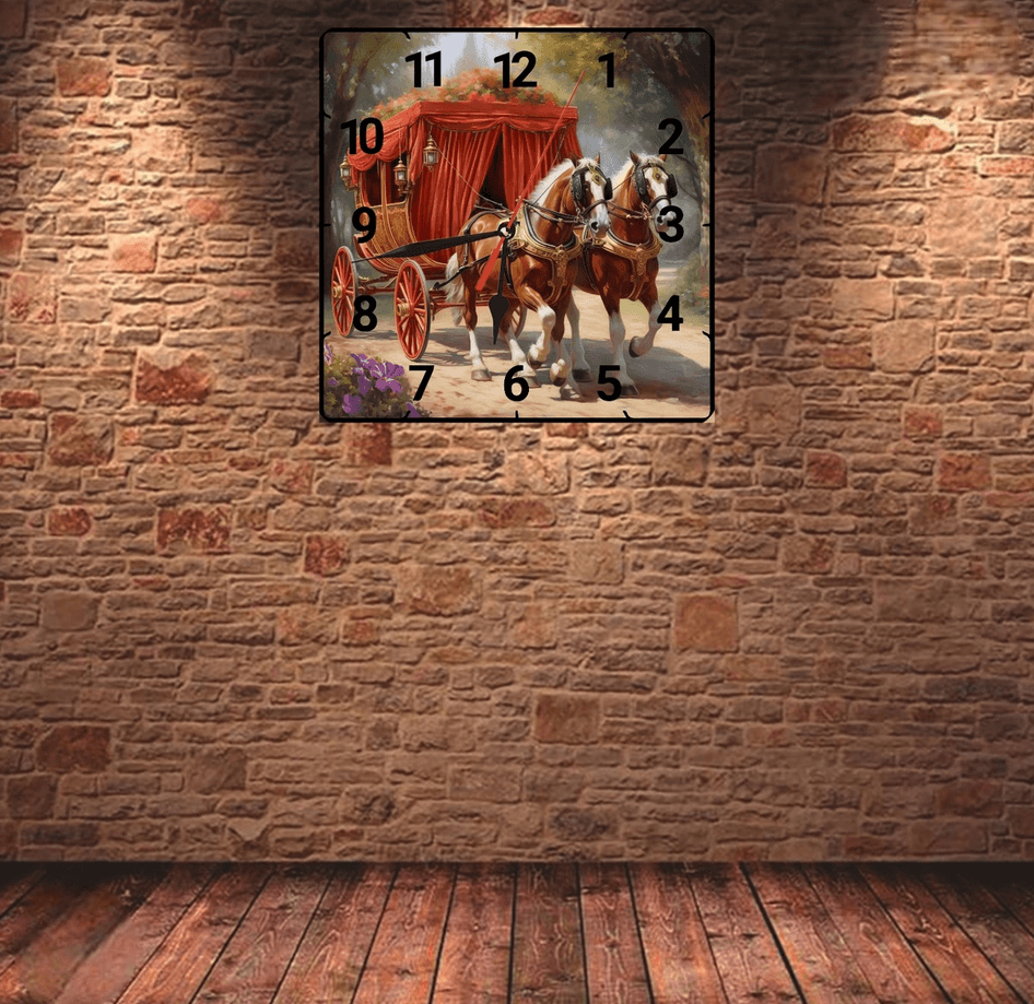 At arabası payton vintage baskı metal hediyelik dekoratif kaliteli duvar saati