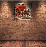 At arabası payton vintage baskı metal hediyelik dekoratif kaliteli duvar saati