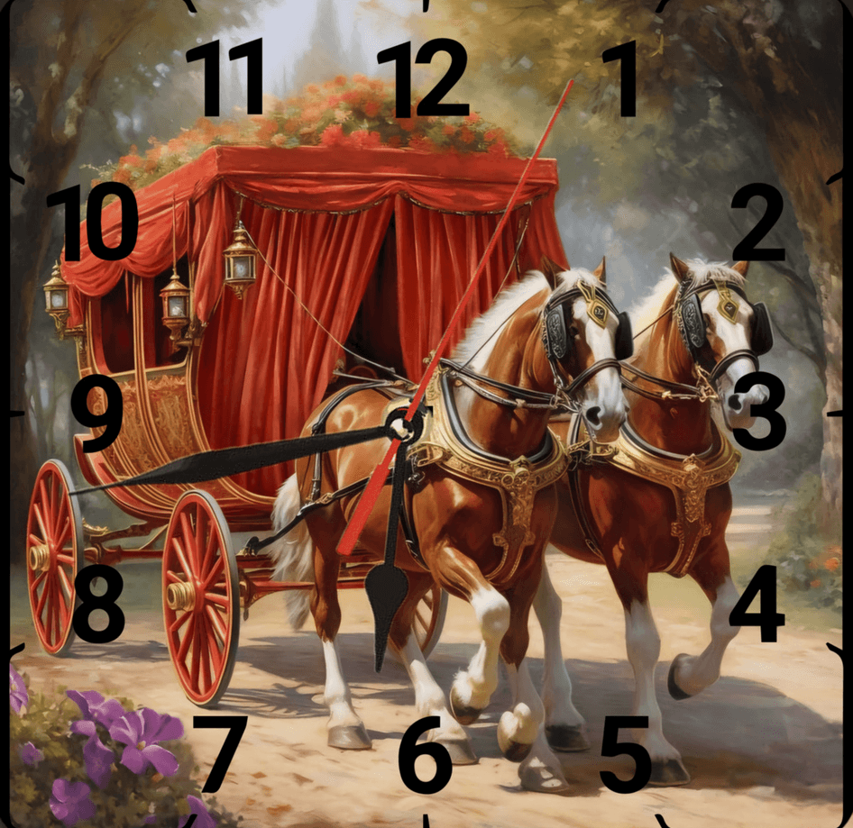 At arabası payton vintage baskı metal hediyelik dekoratif kaliteli duvar saati