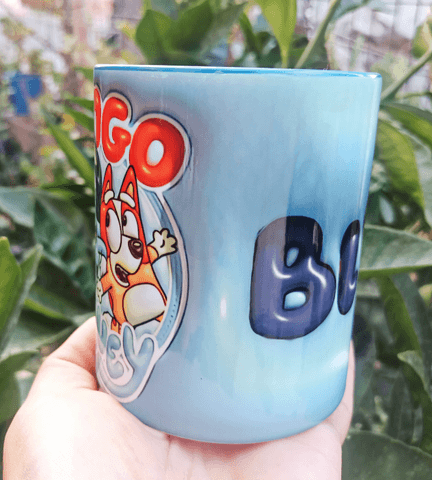 Bingo Bluey Baskı içi ve Kulpu Renkli Kupa