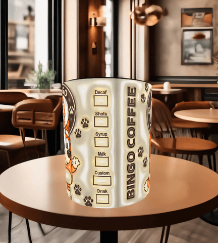 Bingo Bluey Baskı içi ve Kulpu Renkli Kupa