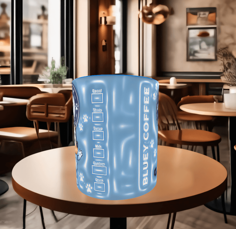 Bingo Bluey Baskı içi ve Kulpu Renkli Kupa