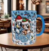 Bingo Bluey Baskı içi ve Kulpu Renkli Kupa