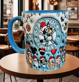 Bingo Bluey Baskı içi ve Kulpu Renkli Kupa