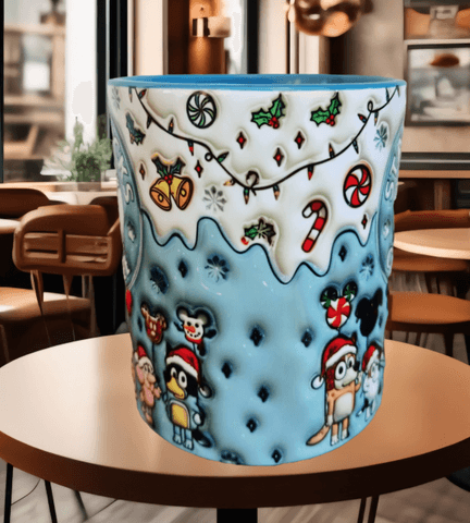 Bingo Bluey Baskı içi ve Kulpu Renkli Kupa