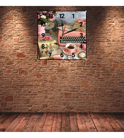 Daktilo vintage baskı metal hediyelik dekoratif kaliteli duvar saati