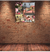 Daktilo vintage baskı metal hediyelik dekoratif kaliteli duvar saati