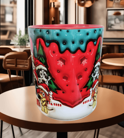 Bingo Bluey Baskı içi ve Kulpu Renkli Kupa