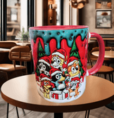 Bingo Bluey Baskı içi ve Kulpu Renkli Kupa