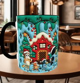 Bingo Bluey Baskı içi ve Kulpu Renkli Kupa