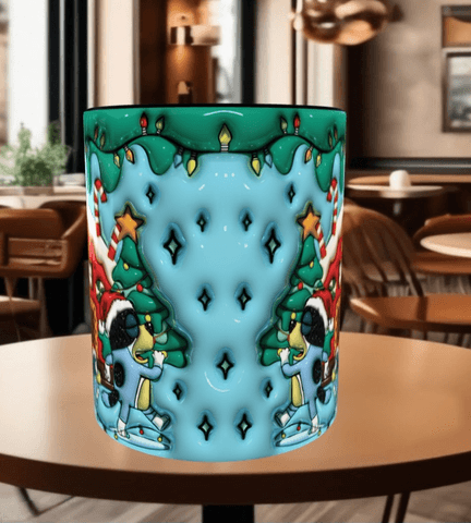 Bingo Bluey Baskı içi ve Kulpu Renkli Kupa