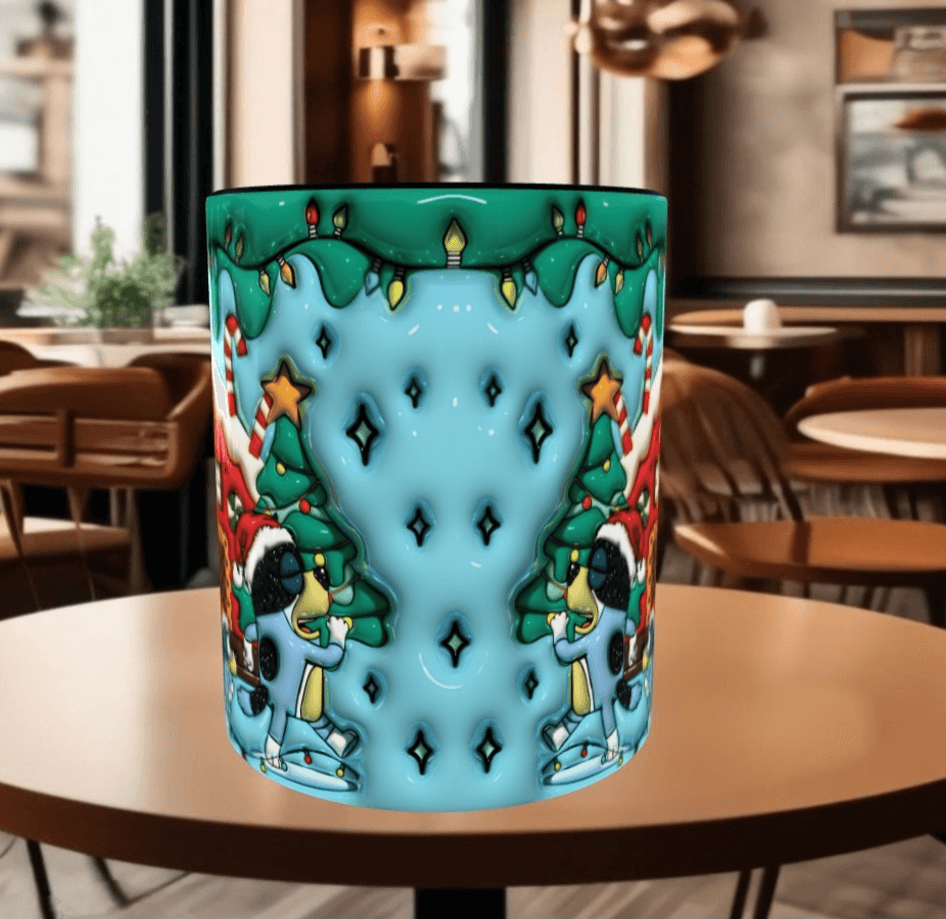 Bingo Bluey Baskı içi ve Kulpu Renkli Kupa