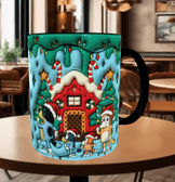 Bingo Bluey Baskı içi ve Kulpu Renkli Kupa