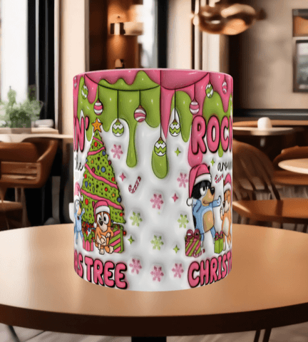 Bingo Bluey Baskı içi ve Kulpu Renkli Kupa