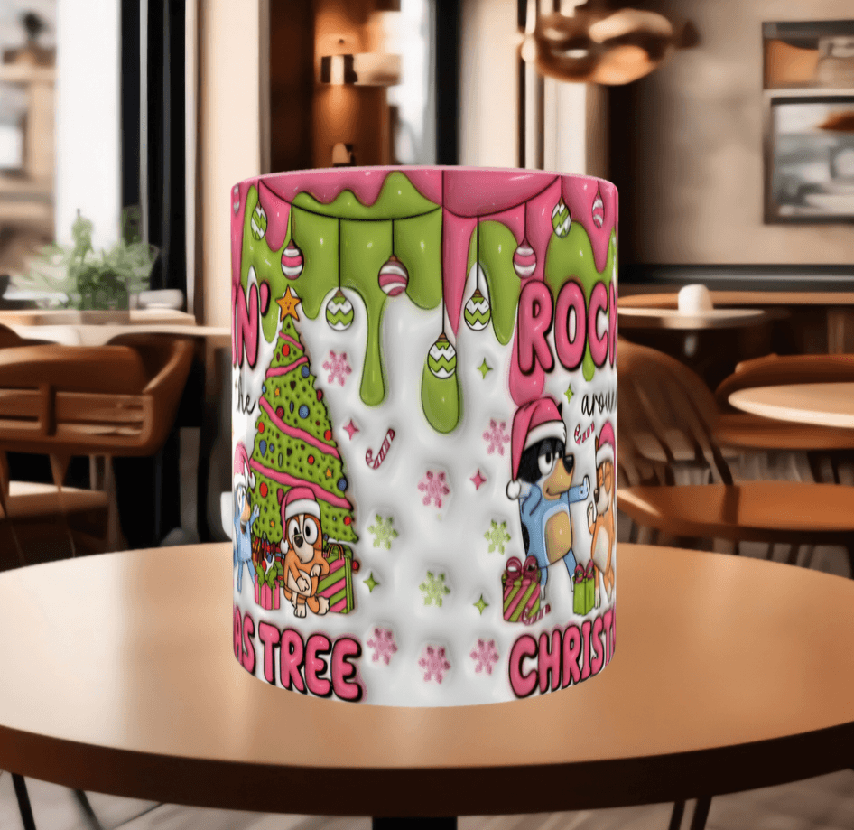 Bingo Bluey Baskı içi ve Kulpu Renkli Kupa