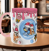 Bingo Bluey Baskı içi ve Kulpu Renkli Kupa