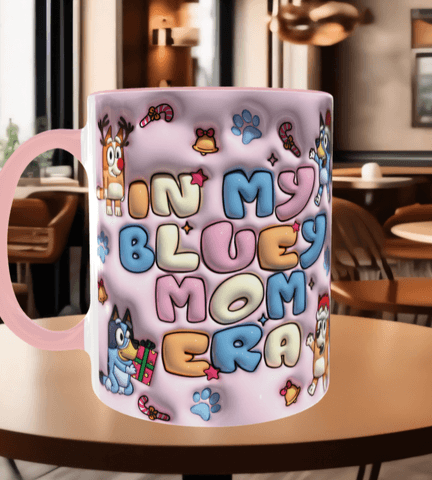 Bingo Bluey Baskı içi ve Kulpu Renkli Kupa