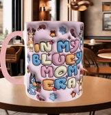 Bingo Bluey Baskı içi ve Kulpu Renkli Kupa