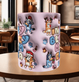 Bingo Bluey Baskı içi ve Kulpu Renkli Kupa