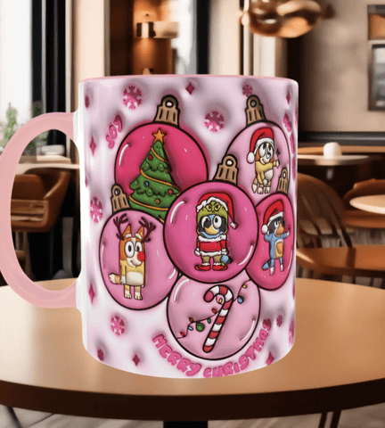 Bingo Bluey Baskı içi ve Kulpu Renkli Kupa