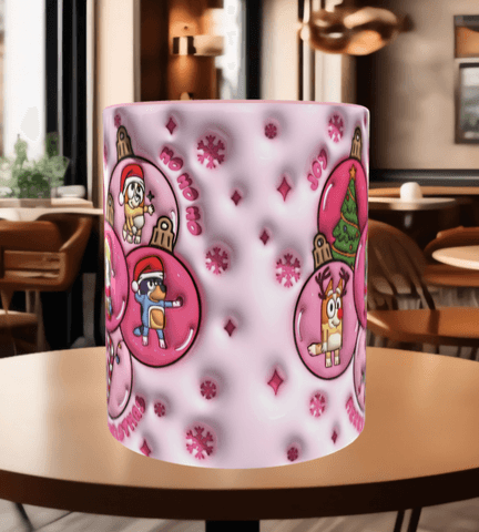 Bingo Bluey Baskı içi ve Kulpu Renkli Kupa