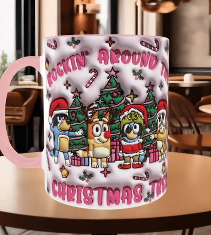 Bingo Bluey Baskı içi ve Kulpu Renkli Kupa