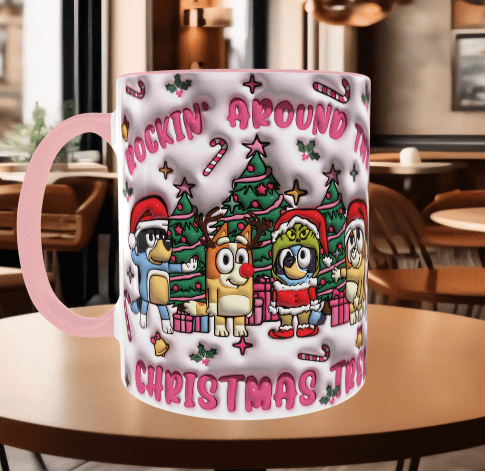 Bingo Bluey Baskı içi ve Kulpu Renkli Kupa