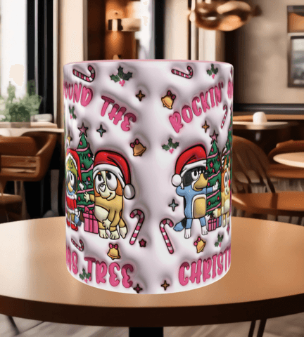 Bingo Bluey Baskı içi ve Kulpu Renkli Kupa