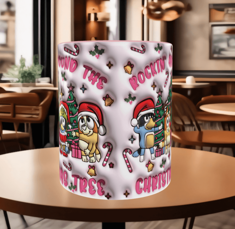 Bingo Bluey Baskı içi ve Kulpu Renkli Kupa