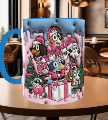 Bingo Bluey Baskı içi ve Kulpu Renkli Kupa