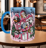 Bingo Bluey Baskı içi ve Kulpu Renkli Kupa