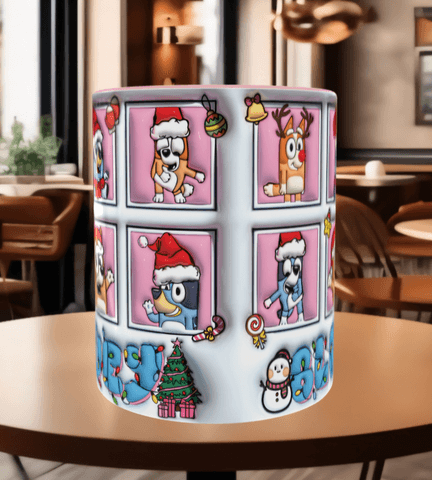 Bingo Bluey Baskı içi ve Kulpu Renkli Kupa