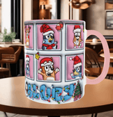 Bingo Bluey Baskı içi ve Kulpu Renkli Kupa