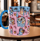 Bingo Bluey Baskı içi ve Kulpu Renkli Kupa