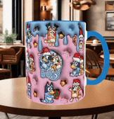 Bingo Bluey Baskı içi ve Kulpu Renkli Kupa