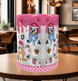 Bingo Bluey Baskı içi ve Kulpu Renkli Kupa