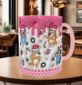 Bingo Bluey Baskı içi ve Kulpu Renkli Kupa